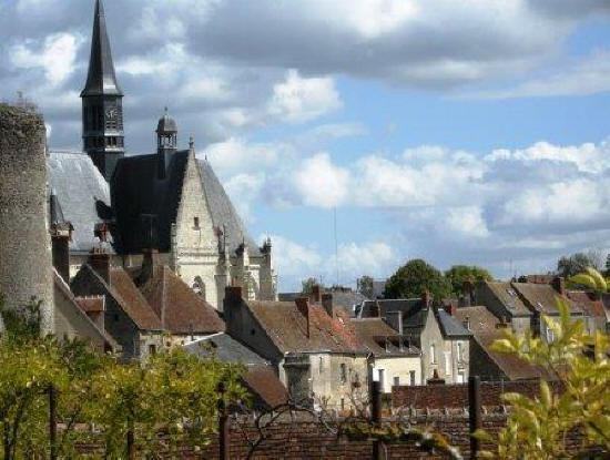 Houses and church in Montresor France