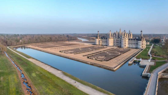 the reinstated formal gardens at Chateau de Chambord in the Loire Valley.