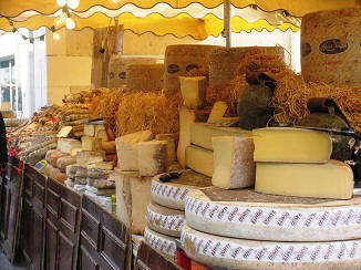 cheese for sale at Loches market